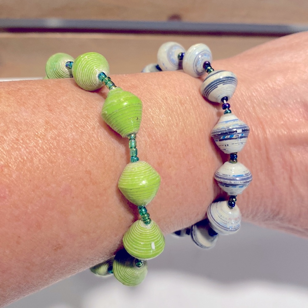 Set of two paper bead bracelets